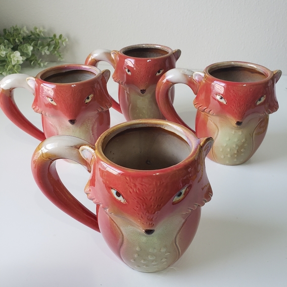 Other - Set of 4 handmade red fox mugs